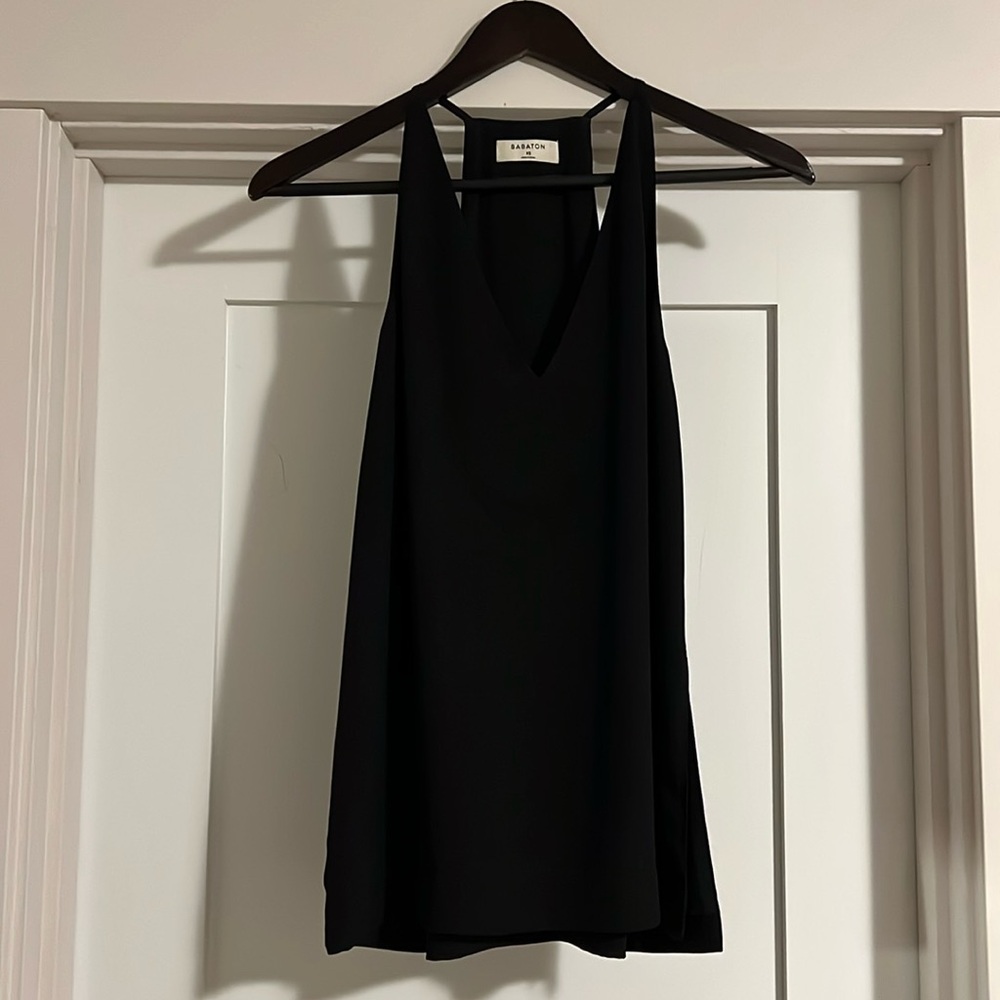 Aritzia Babaton black sleeveless blouse